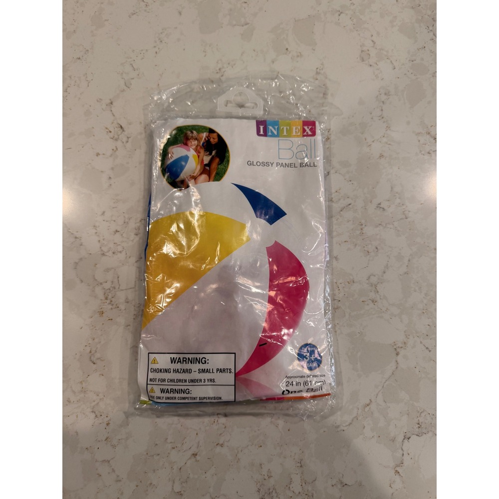 Intex Glossy Panel Ball 24 Inch Inflatable Multi Color Beach Pool Toy 59030EP